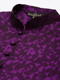 SOJANYA Men Purple Geometric Woven Design Kurta