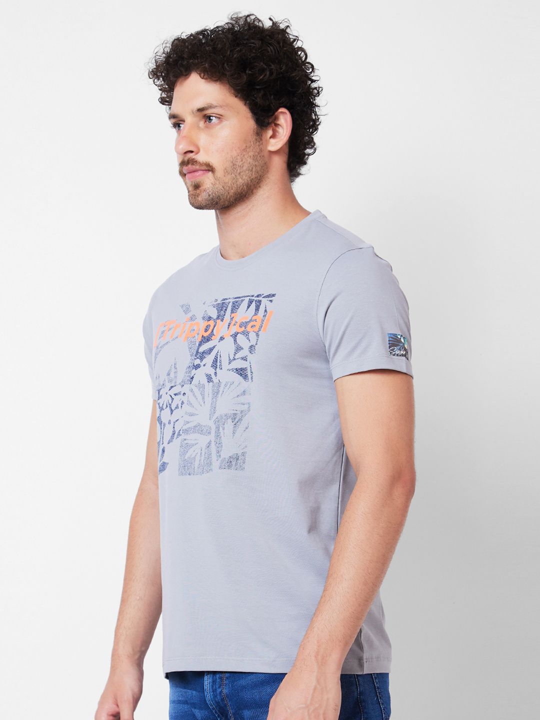 SPYKAR Graphic Printed Round Neck Slim Fit Cotton Casual T-shirt