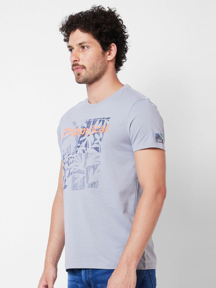 SPYKAR Graphic Printed Round Neck Slim Fit Cotton Casual T-shirt