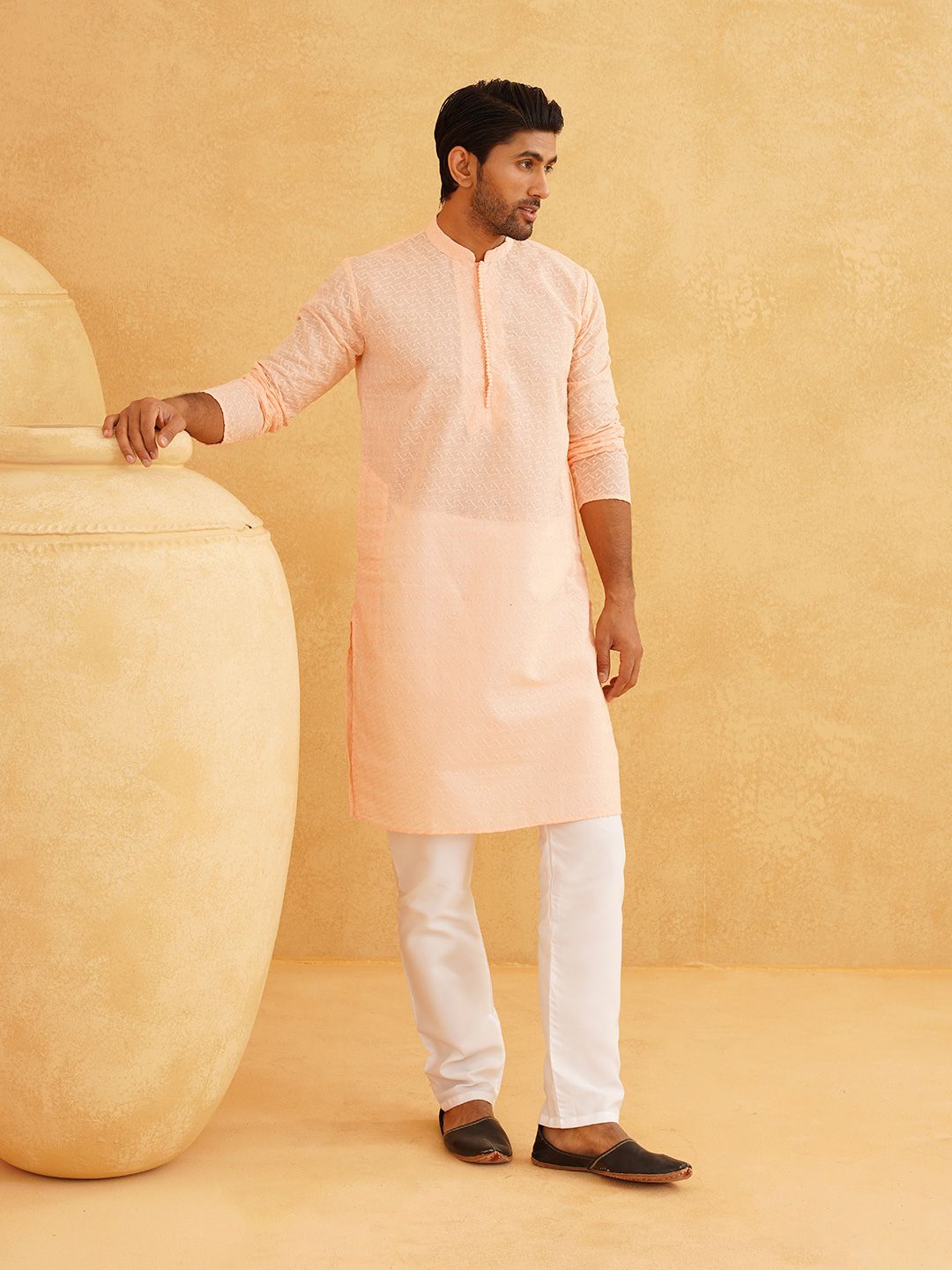 SOJANYA Geometric Embroidered Pure Cotton Straight Kurta
