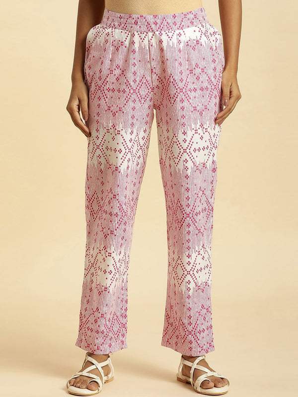 W Women Ethnic Motifs Printed Straight Fit Trousers