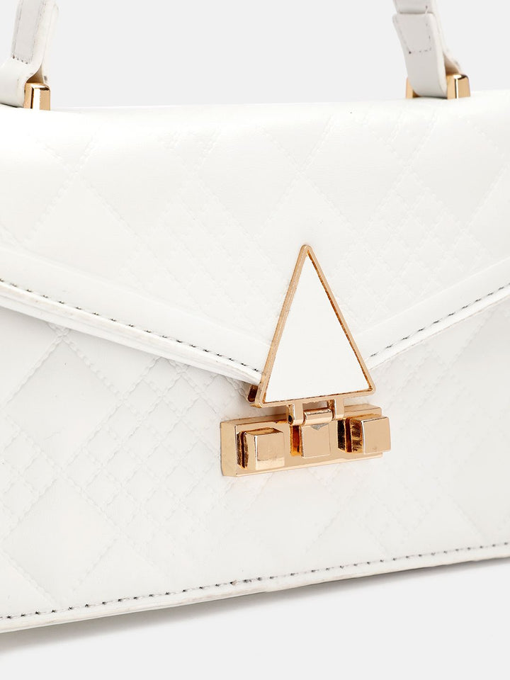 DressBerry Brand Logo Embossed Quilted Satchel