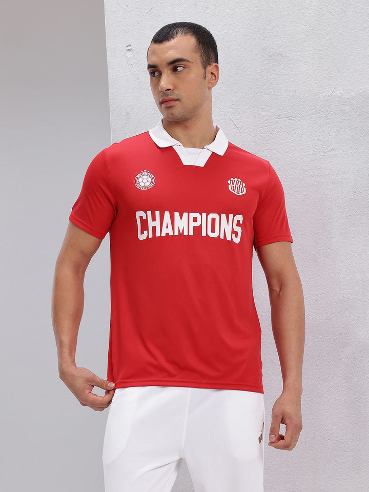 HRX by Hrithik Roshan Typography Printed Rapid-Dry Lifestyle Polo Collar T-shirt
