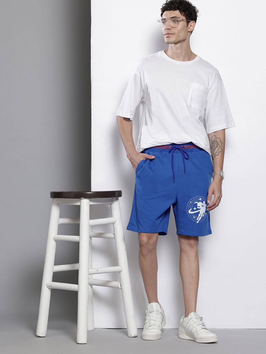 The Indian Garage Co Men Superman Printed Loose Fit Knitted Shorts
