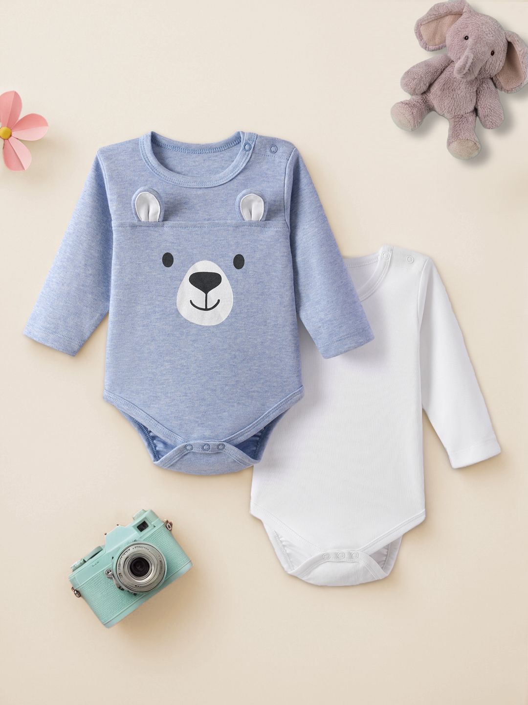 Nauti Nati Infants Pack Of 2 Printed Pure Cotton Bodysuit