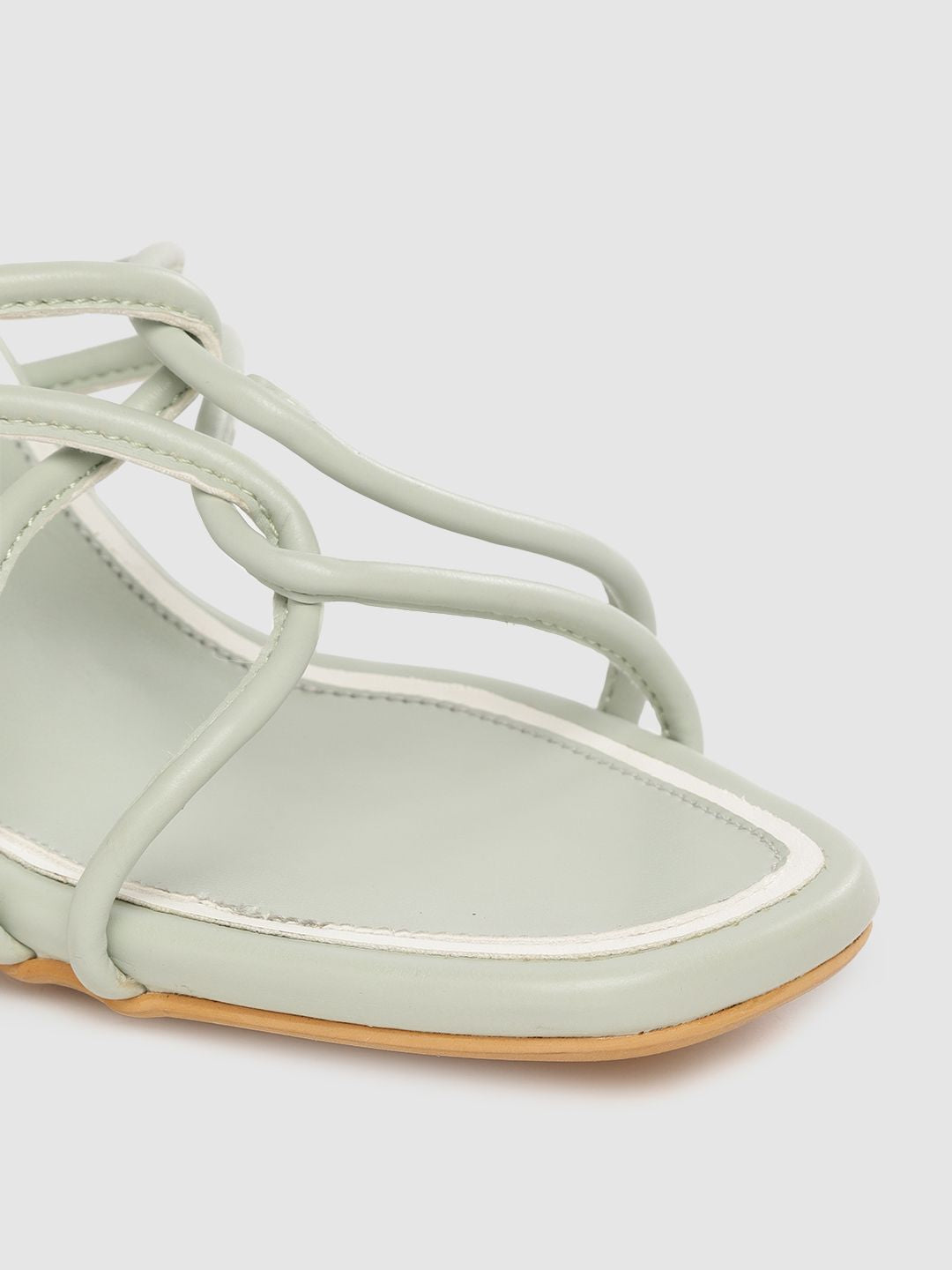 DressBerry Sea Green Solid Block Heels