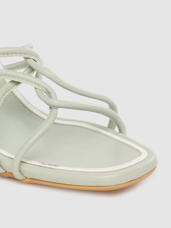 DressBerry Sea Green Solid Block Heels