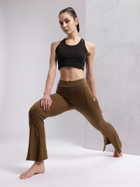 HRX by Hrithik Roshan Women Slit Hem Paneled Flared Yoga Track Pants