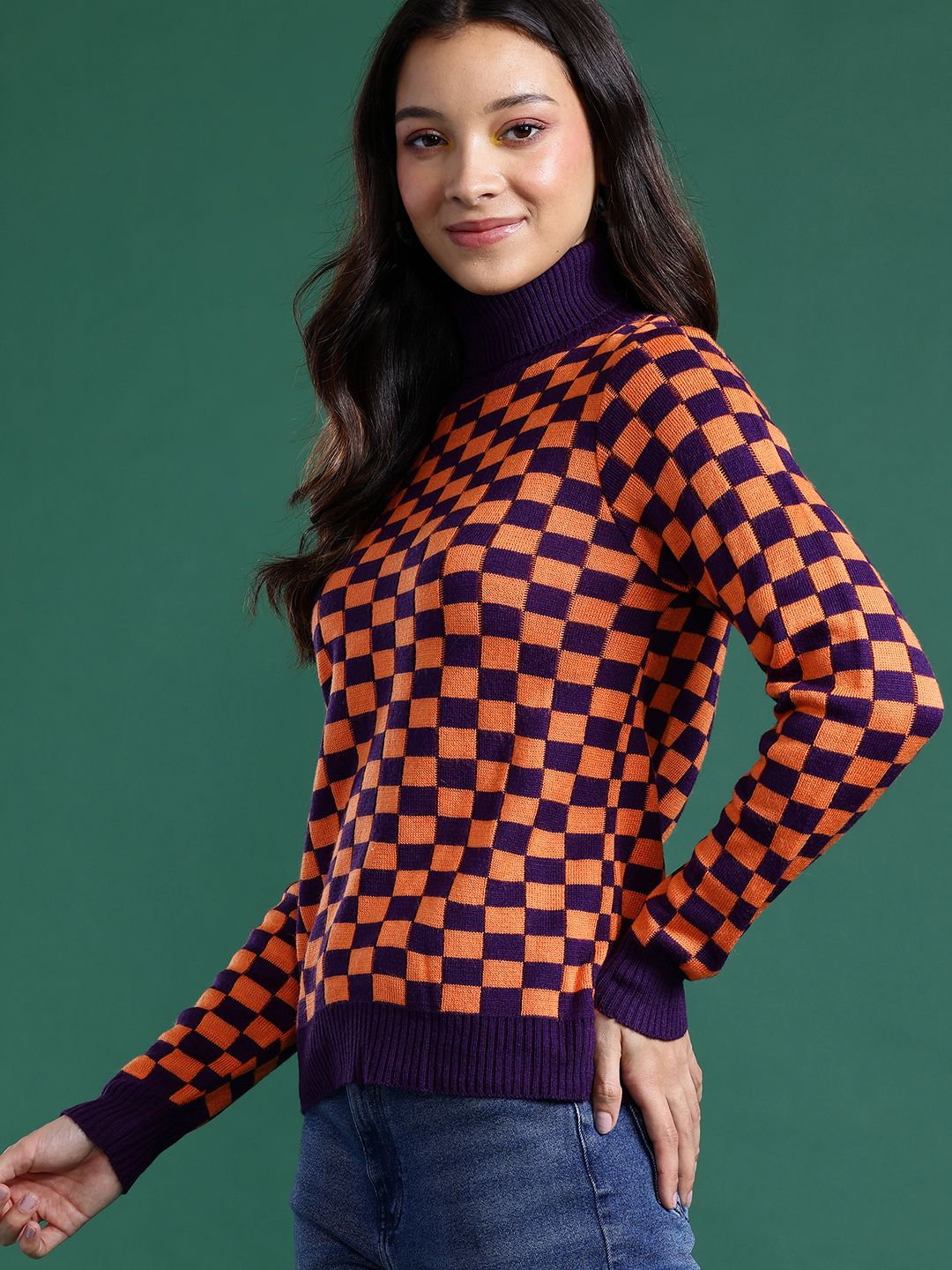 DressBerry Checked Acrylic Pullover