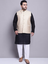 Kurta Sulam Motif Etnik SOJANYA PLUS Dengan Baju Tidur & Jaket Nehru