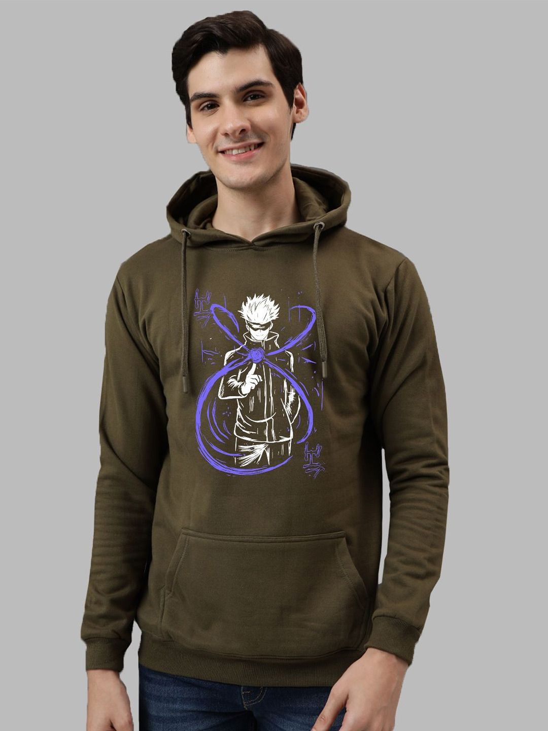 ADRO Men Printed Hooded Sweatshirt
