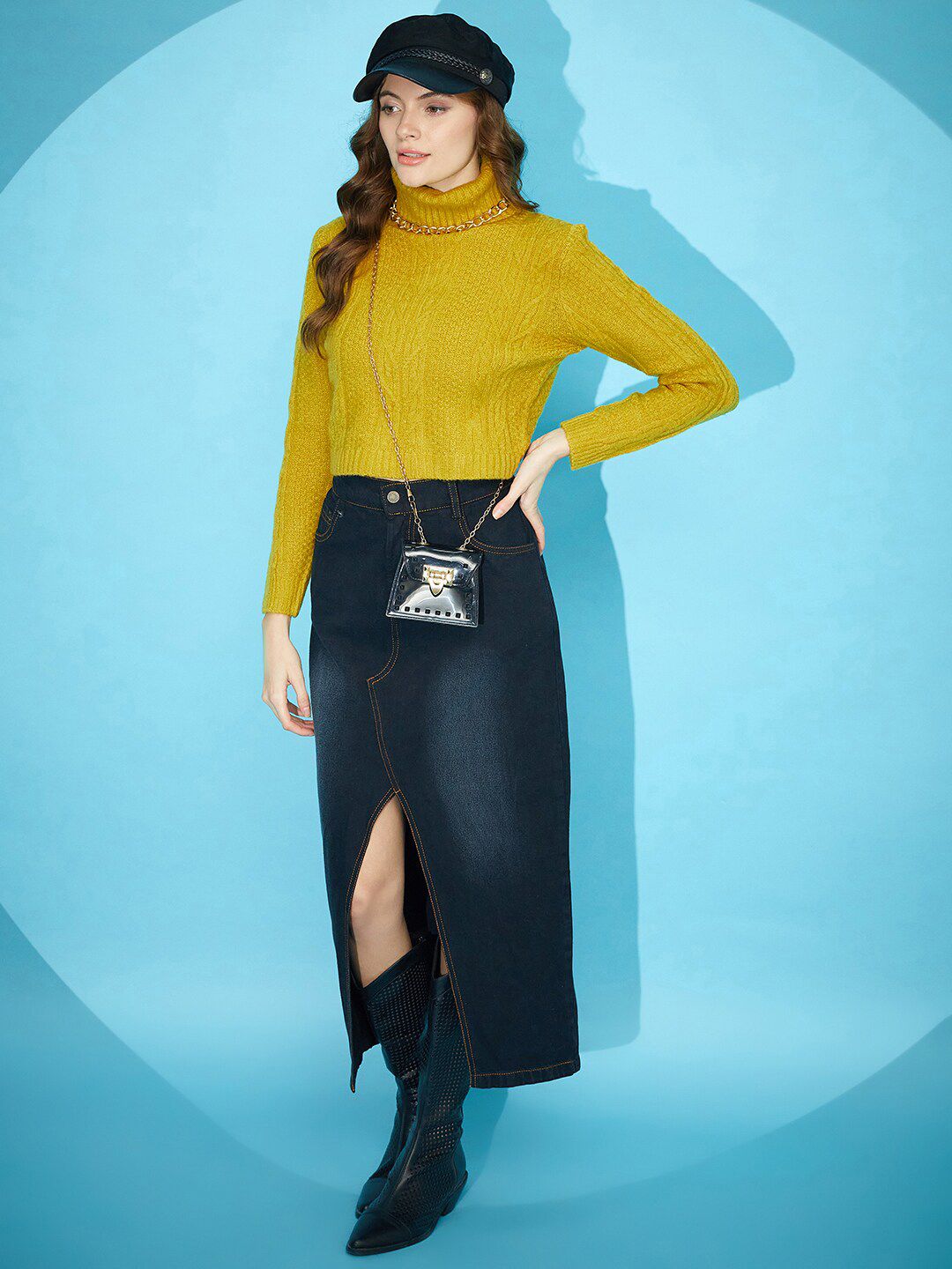 STREET 9 Self Design Turtle Neck Acrylic Pullover