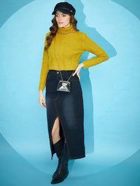 STREET 9 Self Design Turtle Neck Acrylic Pullover