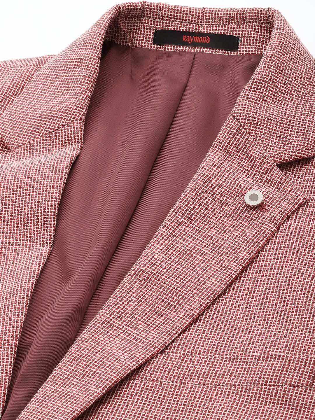 Raymond Contemporary Fit Self Design Single-Breasted Linen Cotton Formal Blazers