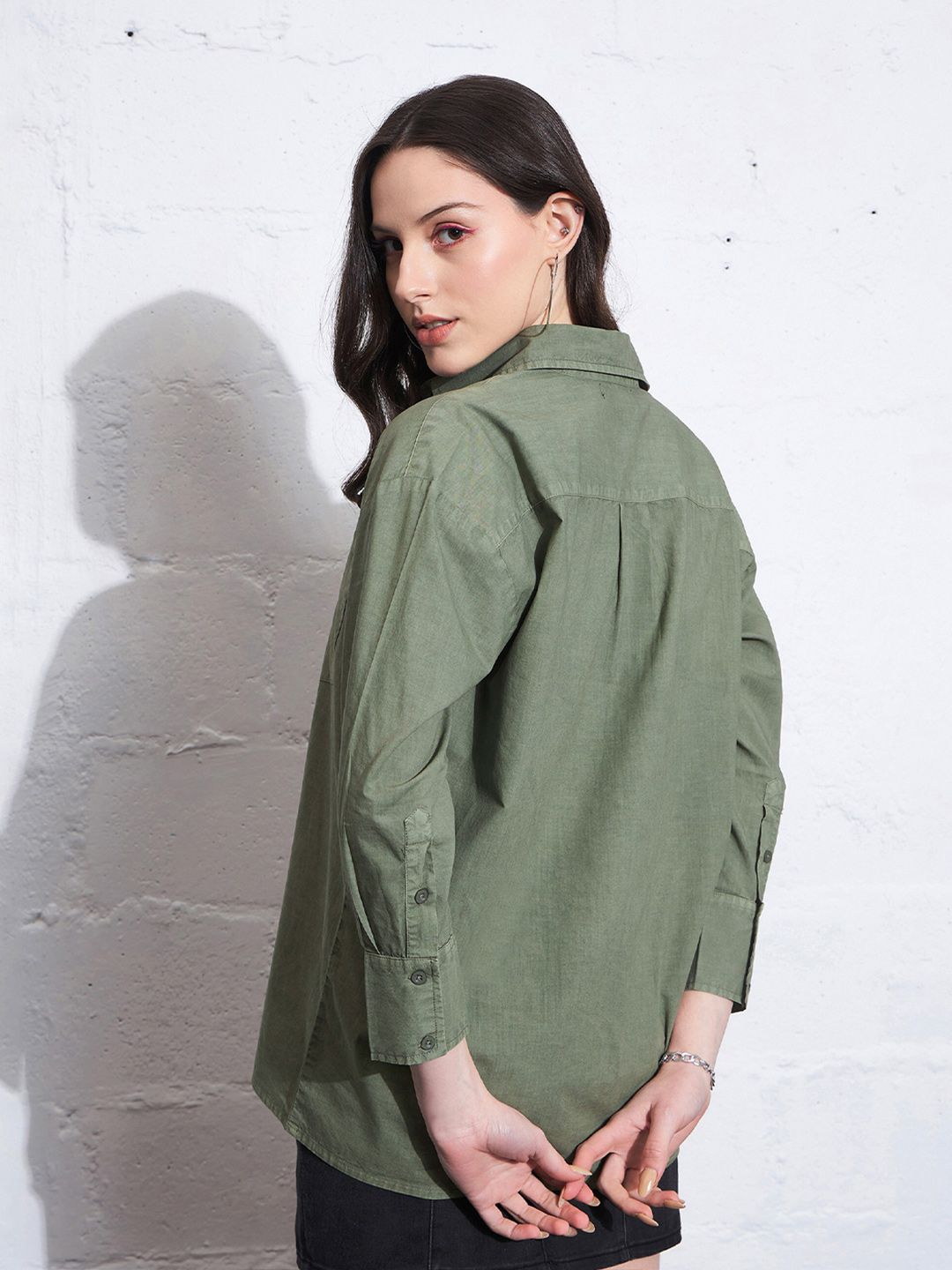SASSAFRAS Chambray Weave Oversized Pure Cotton Casual Shirt
