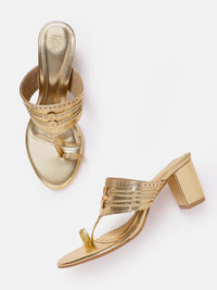 House of Pataudi Open Toe Woven Design Block Heels