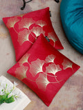 HOSTA HOMES Red & Gold Set of 2 Ethnic Motifs Velvet Square Cushion Covers
