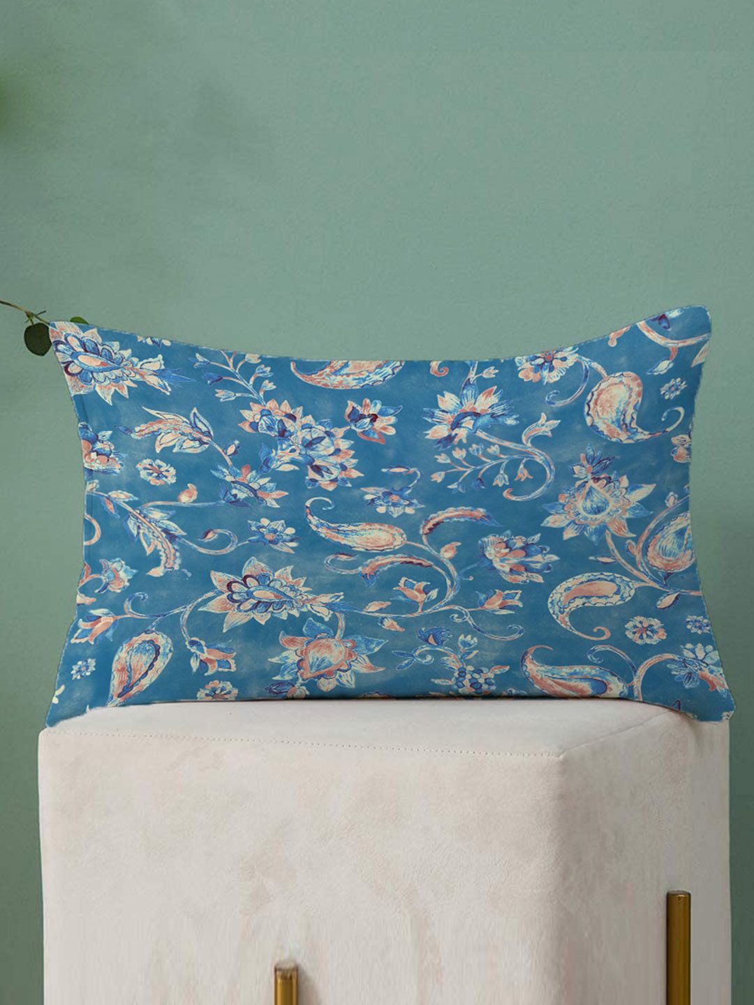 STITCHNEST Blue & White Set of 2 Ethnic Motifs Rectangle Cushion Covers