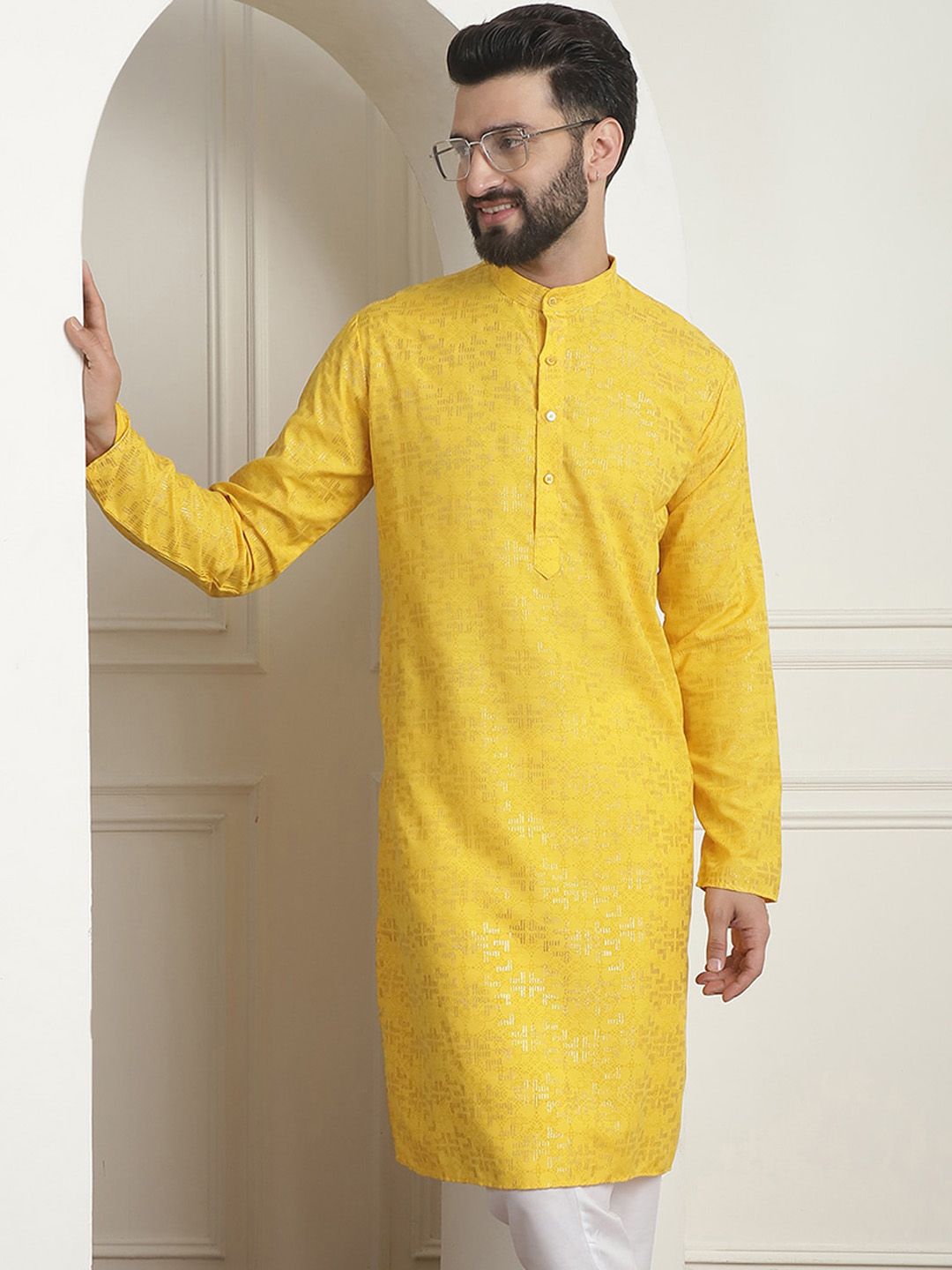 SOJANYA Printed Mandarin Collar Long Sleeves Straight Kurta