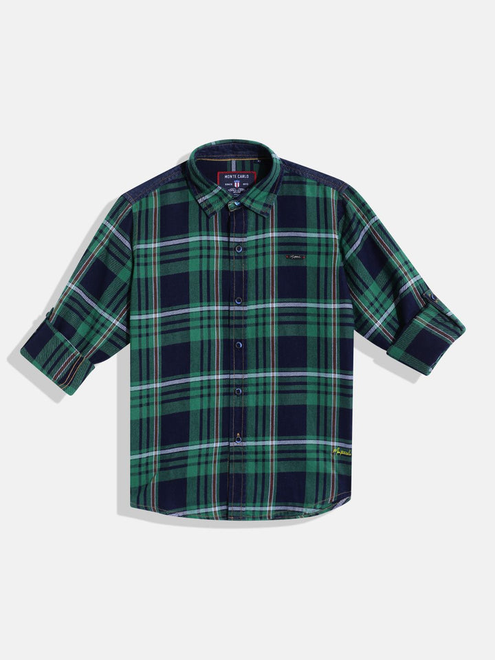 Monte Carlo Boys Tartan Checked Casual Smart Fit Shirt