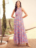 STREET 9 Lavender & Pink Floral Printed Maxi Dress