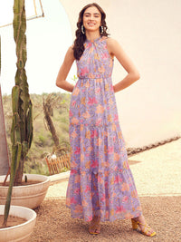 STREET 9 Lavender & Pink Floral Printed Maxi Dress