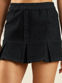 SASSAFRAS Streetwear Denim Pleated Mini Skirt