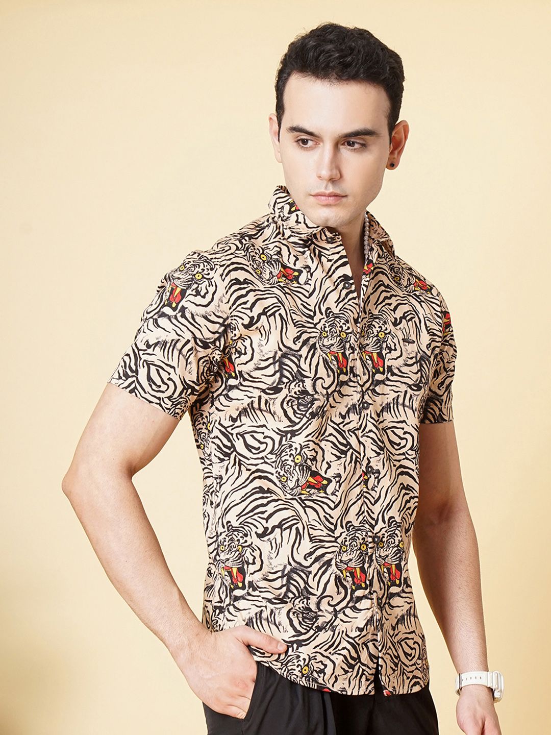 The Indian Garage Co Men Regular Fit Animal Print Resortwear Shirt