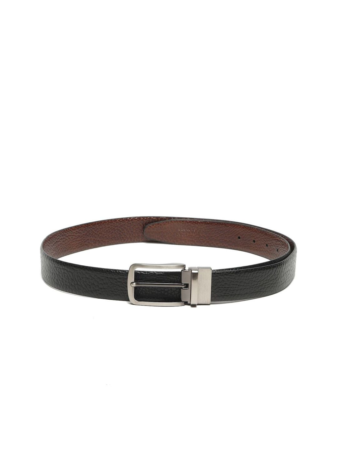 Teakwood Leathers Men Textured Leather Reversible Formal Belt