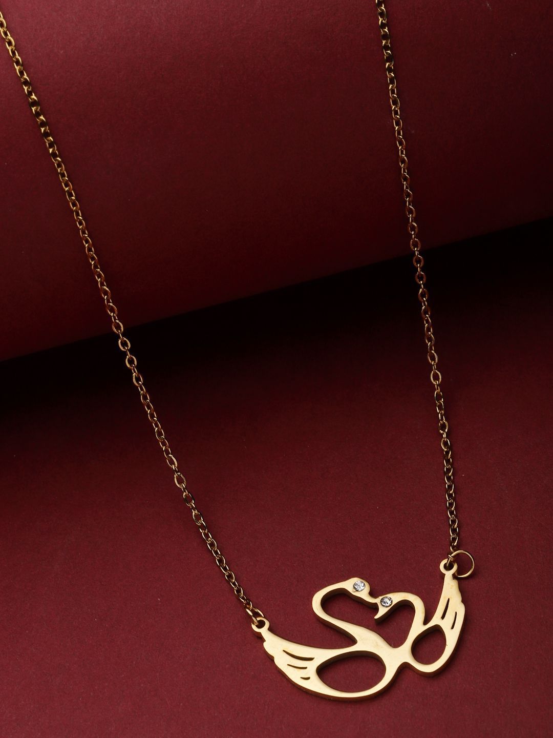 DressBerry Bersalut Emas CZ Loket Minimal Love Birds Dengan Rantaian