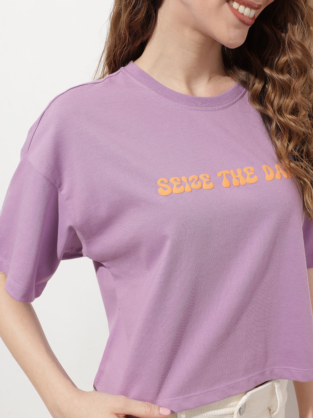 DressBerry Lift My Spirits Typography Boxy Crop T-shirt