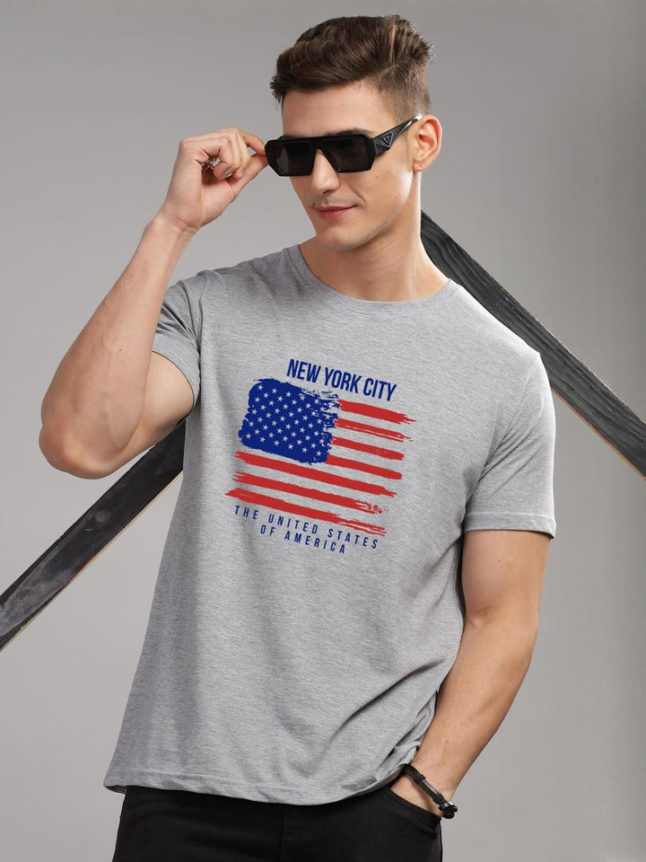 ADRO Men Grey Melange Tshirts