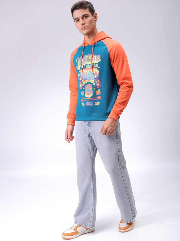 The Indian Garage Co Men Printed Hooded Sweatshirt