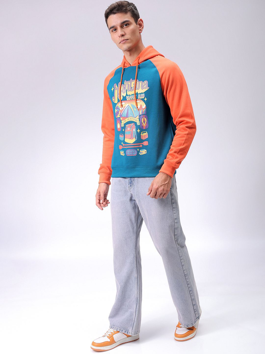 The Indian Garage Co Men Printed Hooded Sweatshirt