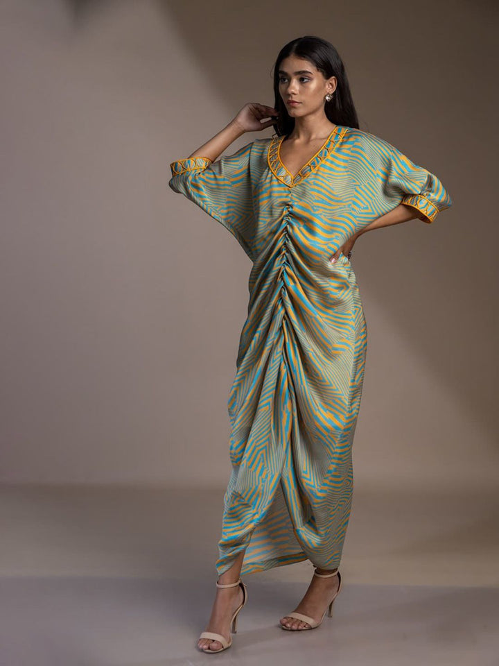 Pakaian Midi Kaftan Mamicha Cetak Georgette