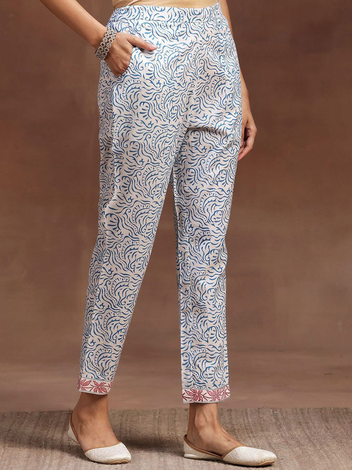 Libas Floral Printed Gotta Patti Pure Cotton Straight Kurta with Trousers & Dupatta