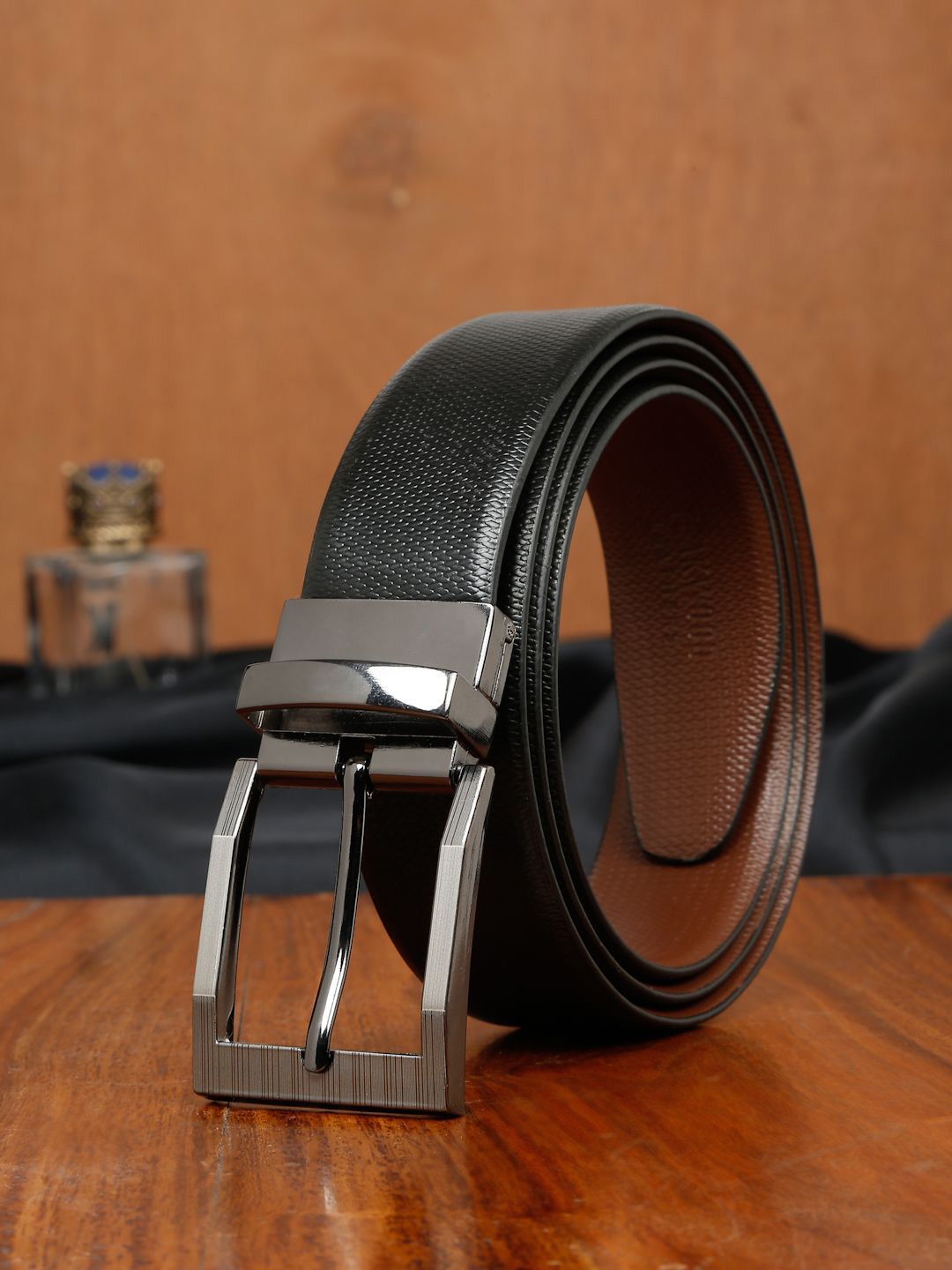 Tali Pinggang Formal Boleh Balik Kulit Kayu Jati Lelaki Kulit Bertekstur