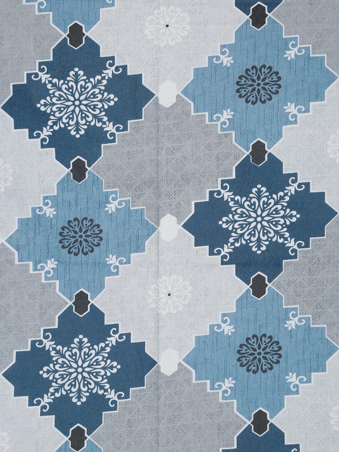 KLOTTHE Biru & Kelabu Geometrik Bercetak 400 TC Kapas Set Cadar King 2.50 m x 2.25 m