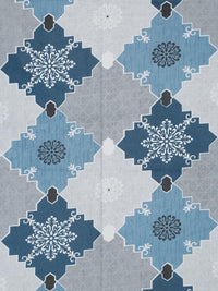 KLOTTHE Biru & Kelabu Geometrik Bercetak 400 TC Kapas Set Cadar King 2.50 m x 2.25 m