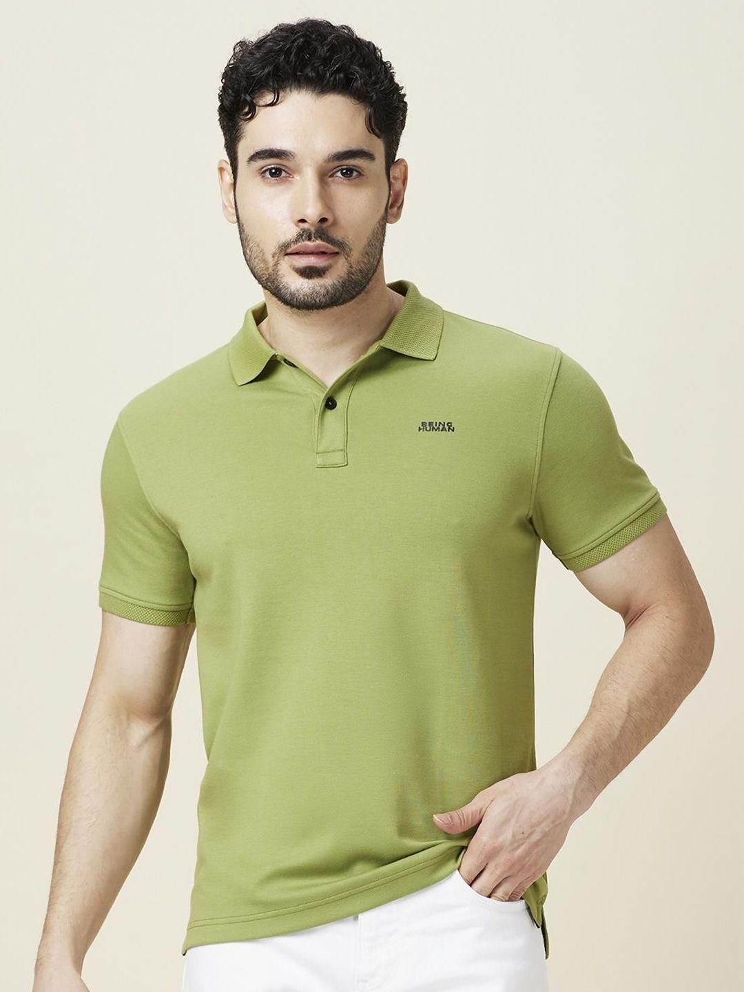 Being Human Men Solid Polo Collar Slim Fit T-shirt