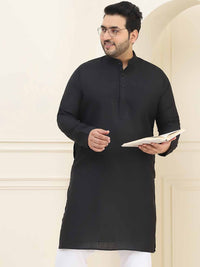 SOJANYA PLUS Band Collar Lengan Panjang Pure Cotton Straight Kurta