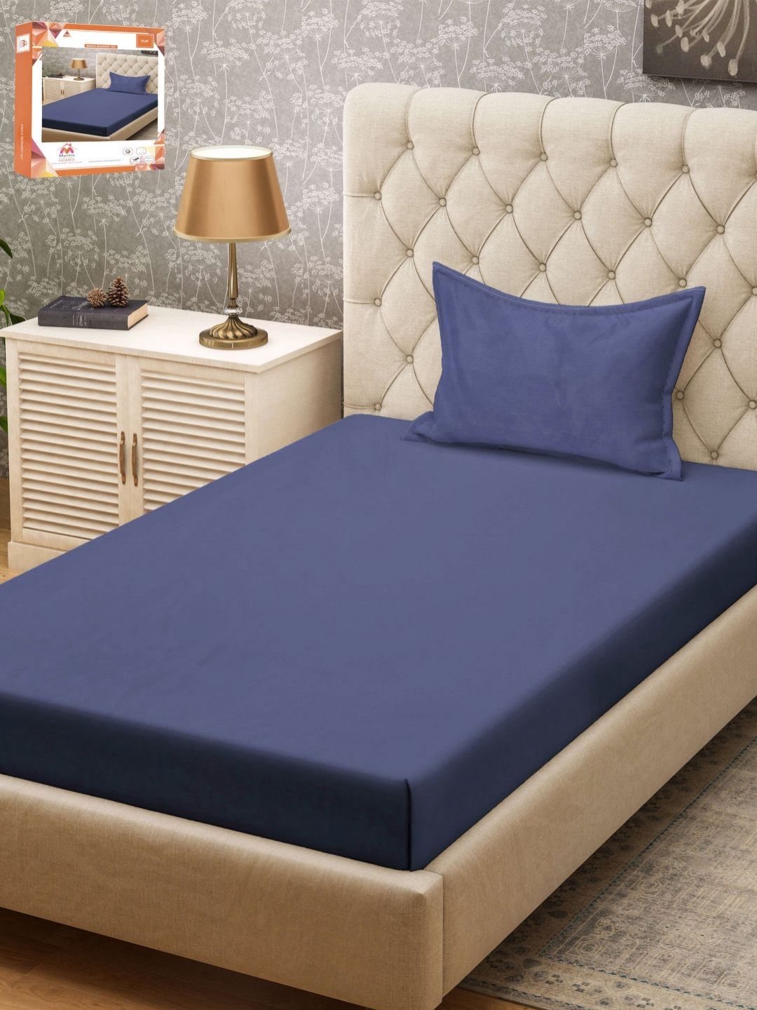 Myntra Elegant Homes Biru 300 TC Cadar Katil Single- 2.25 m x 1.50 m
