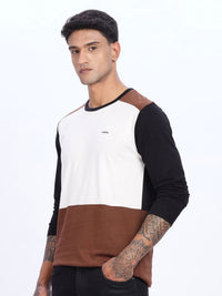 ADRO Lelaki Colourblocked Round Neck Cotton T-shirt