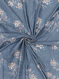 Monte Carlo Blue & Beige Floral Printed 130 TC King Bedsheet Set 2.75 m x 2.75 m