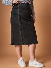 SASSAFRAS Curve 
Denim Straight Midi Skirts