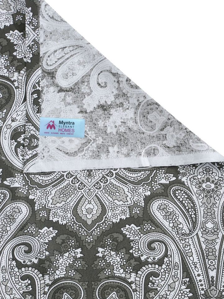 Myntra Elegant Homes Kapas Bercetak Kelabu & Putih 400 TC Set Cadar King 2.70 m x 2.70 m