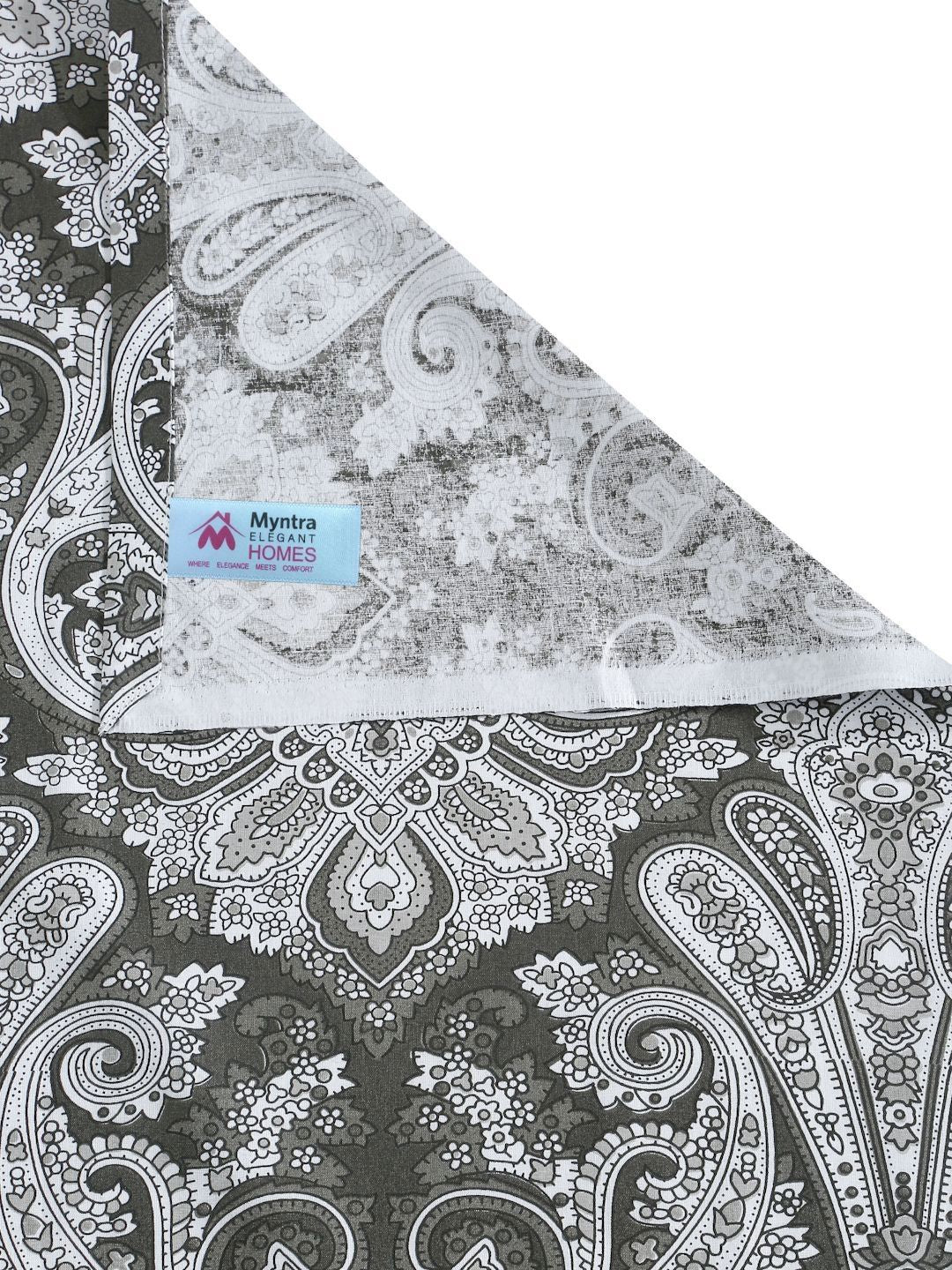 Myntra Elegant Homes Kapas Bercetak Kelabu & Putih 400 TC Set Cadar King 2.70 m x 2.70 m