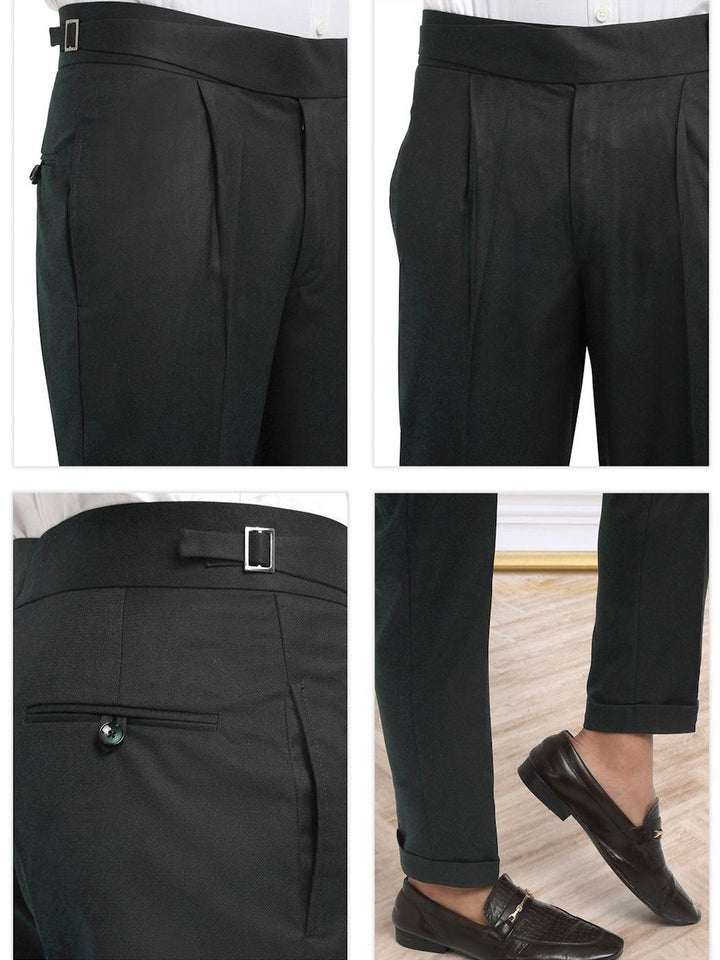 KLOTTHE Men Textured Slim Fit Easy Wash Pleated Trousers