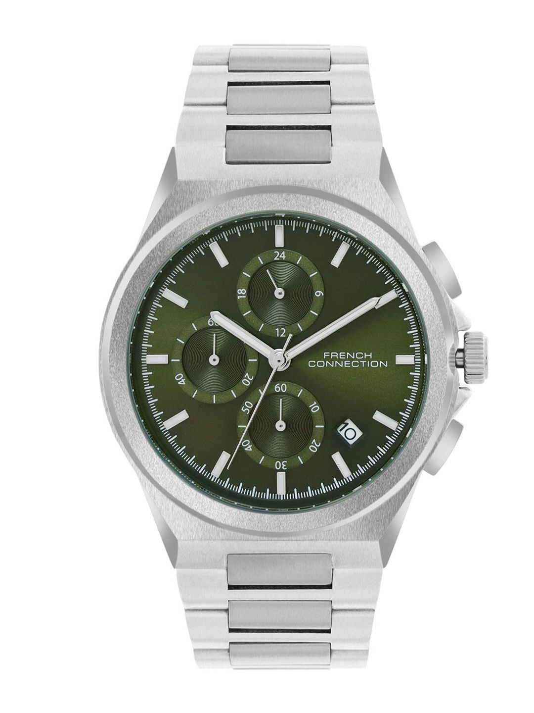 Sambungan Perancis Lelaki Dail Corak & Gelang Gaya Gaya Tali Analog Watch FCH02SM