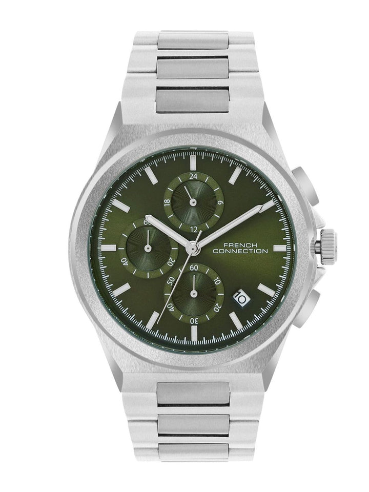 Sambungan Perancis Lelaki Dail Corak & Gelang Gaya Gaya Tali Analog Watch FCH02SM
